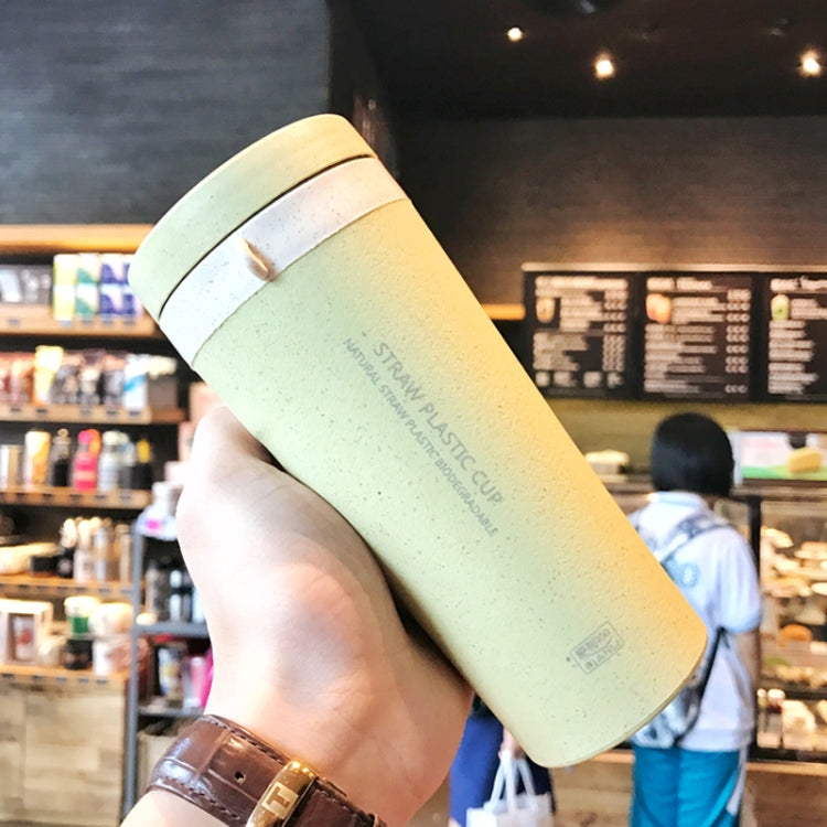 300ml  Wheat Straw Cellulose Made Leak Proof Double Layer Water Bottle With Handle Strap