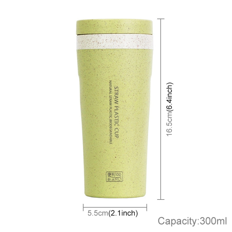 300ml  Wheat Straw Cellulose Made Leak Proof Double Layer Water Bottle With Handle Strap