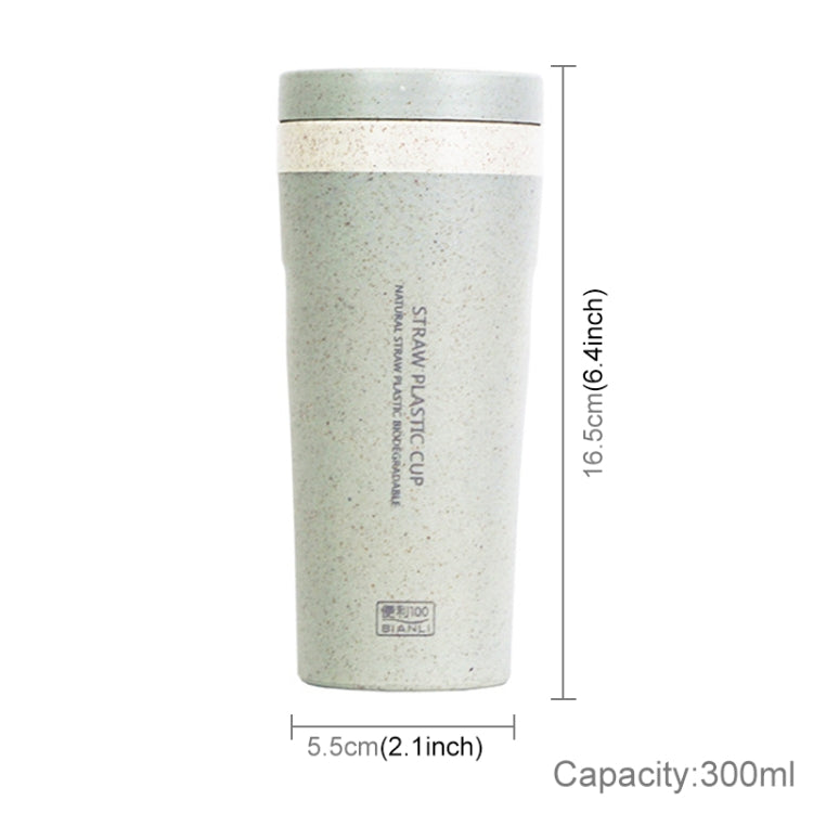 300ml  Wheat Straw Cellulose Made Leak Proof Double Layer Water Bottle With Handle Strap