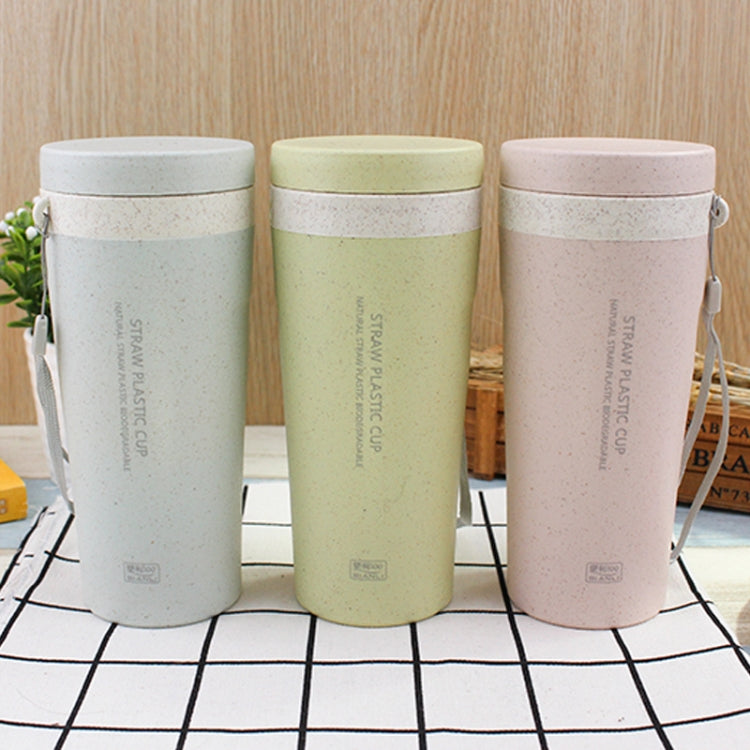 300ml  Wheat Straw Cellulose Made Leak Proof Double Layer Water Bottle With Handle Strap