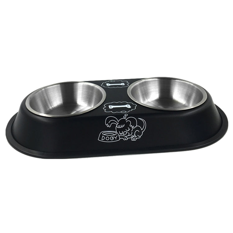 Stainless Steel High-Grade Bowls, Anti-slippery Bottom Cartoon Pattern Double Pets Bowls,Bowl Diameter: 14cm, Size: L