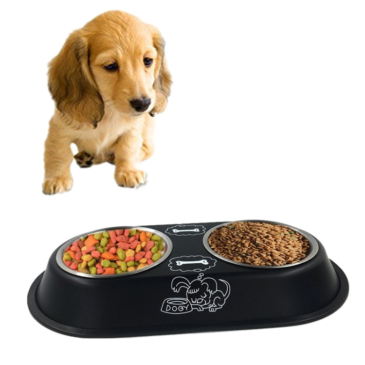 Stainless Steel High-Grade Bowls, Anti-slippery Bottom Cartoon Pattern Double Pets Bowls,Bowl Diameter: 12cm, Size: S