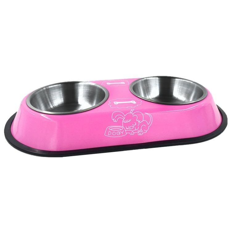 Stainless Steel High-Grade Bowls, Anti-slippery Bottom Cartoon Pattern Double Pets Bowls,Bowl Diameter: 12cm, Size: S