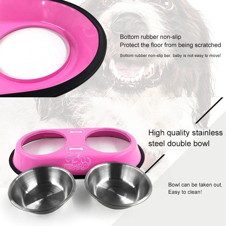 Stainless Steel High-Grade Bowls, Anti-slippery Bottom Cartoon Pattern Double Pets Bowls,Bowl Diameter: 12cm, Size: S