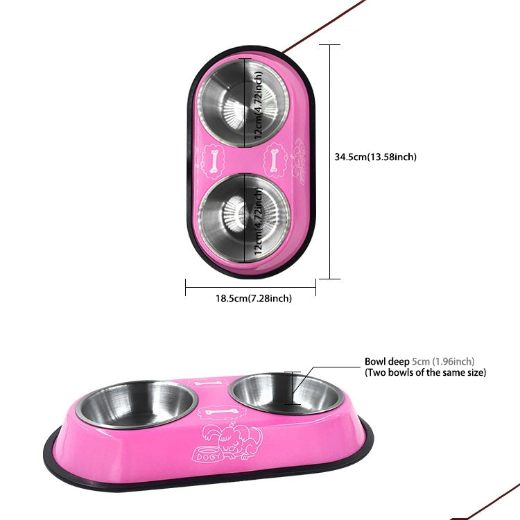 Stainless Steel High-Grade Bowls, Anti-slippery Bottom Cartoon Pattern Double Pets Bowls,Bowl Diameter: 12cm, Size: S