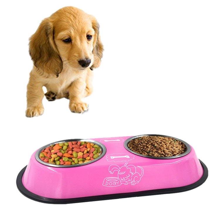 Stainless Steel High-Grade Bowls, Anti-slippery Bottom Cartoon Pattern Double Pets Bowls,Bowl Diameter: 12cm, Size: S