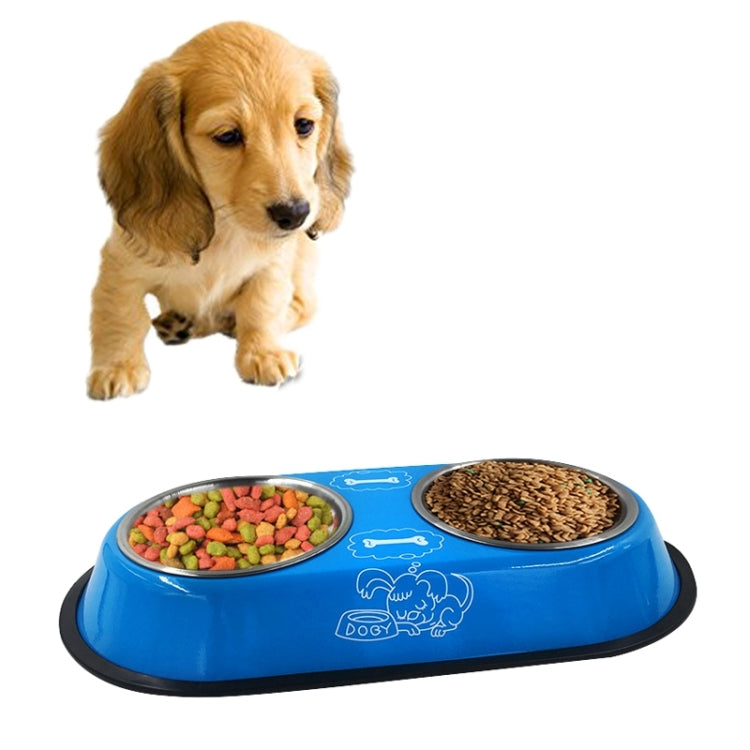 Stainless Steel High-Grade Bowls, Anti-slippery Bottom Cartoon Pattern Double Pets Bowls,Bowl Diameter: 12cm, Size: S