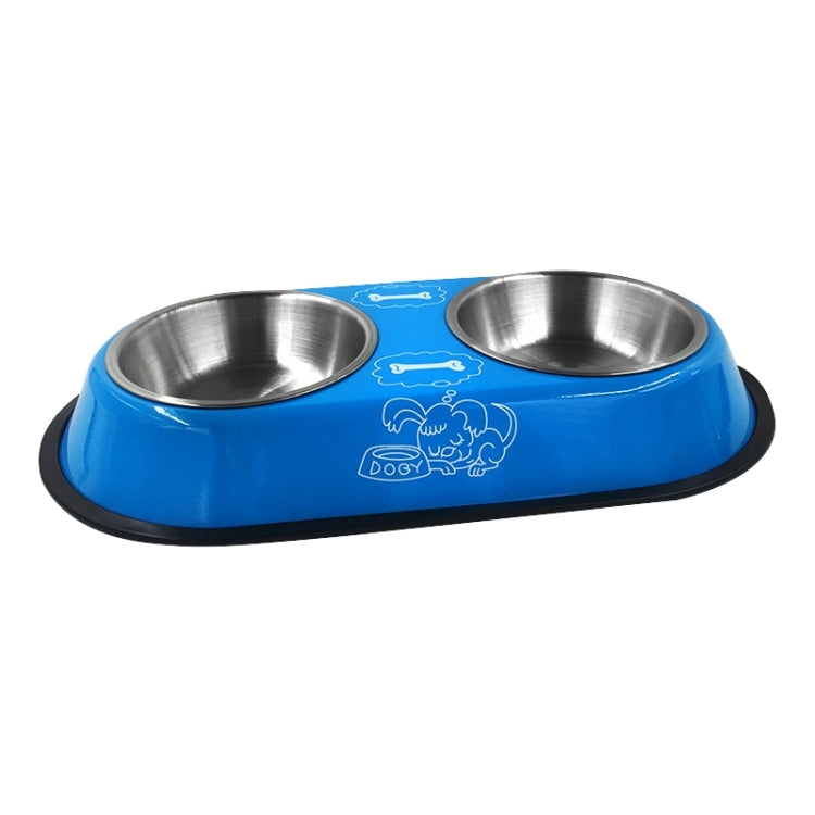 Stainless Steel High-Grade Bowls, Anti-slippery Bottom Cartoon Pattern Double Pets Bowls,Bowl Diameter: 12cm, Size: S