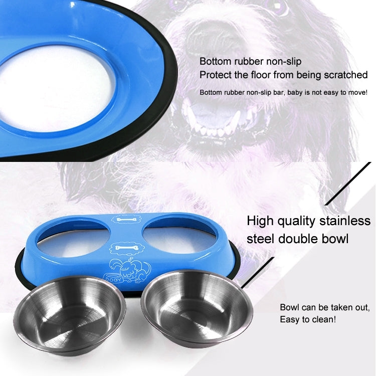 Stainless Steel High-Grade Bowls, Anti-slippery Bottom Cartoon Pattern Double Pets Bowls,Bowl Diameter: 12cm, Size: S