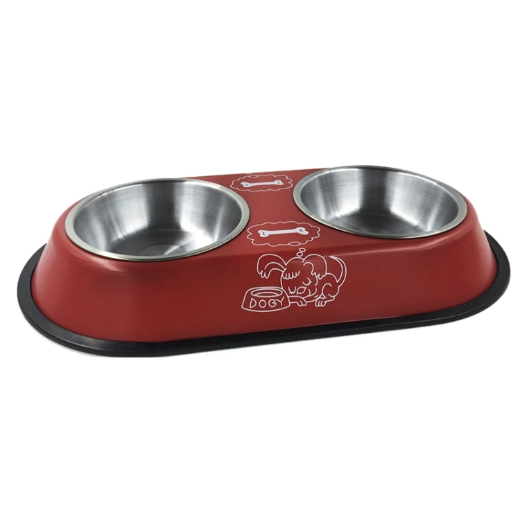 Stainless Steel High-Grade Bowls, Anti-slippery Bottom Cartoon Pattern Double Pets Bowls,Bowl Diameter: 12cm, Size: S