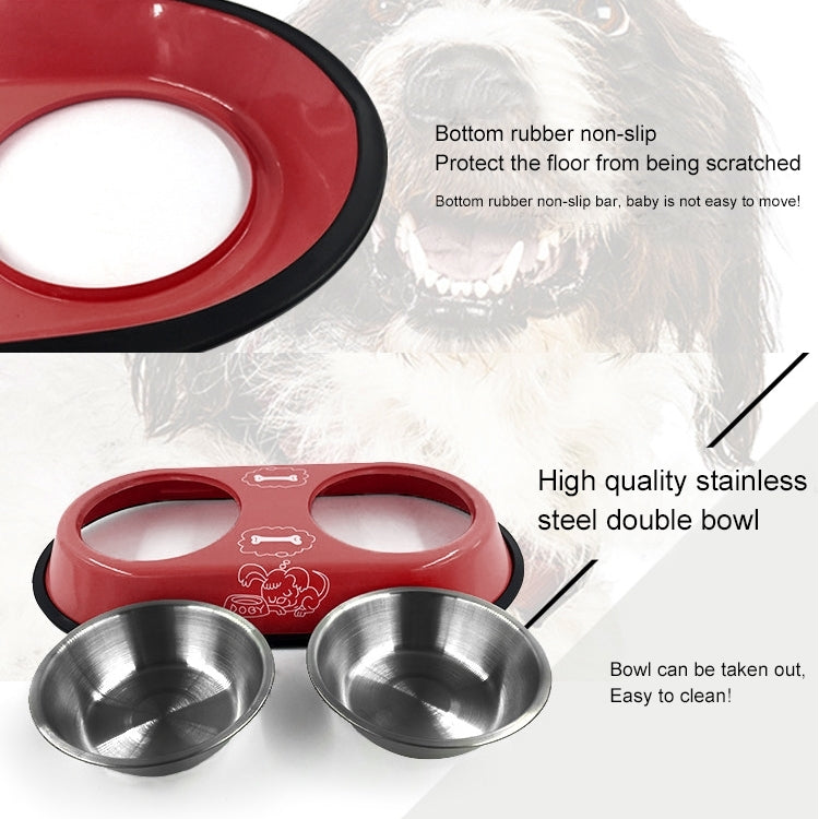 Stainless Steel High-Grade Bowls, Anti-slippery Bottom Cartoon Pattern Double Pets Bowls,Bowl Diameter: 12cm, Size: S