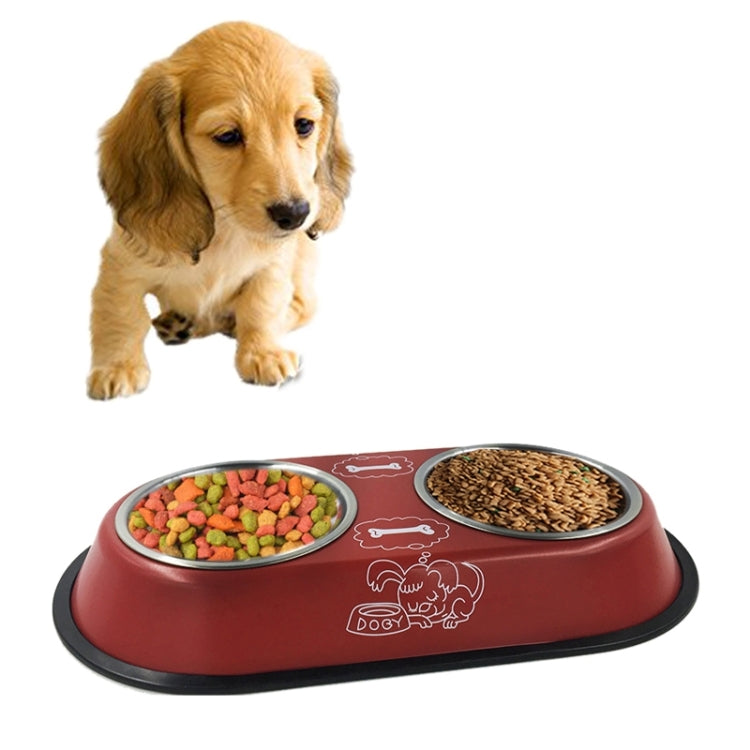 Stainless Steel High-Grade Bowls, Anti-slippery Bottom Cartoon Pattern Double Pets Bowls,Bowl Diameter: 12cm, Size: S