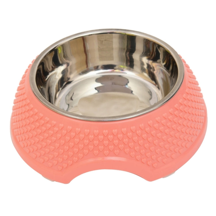 2 in 1 Stainless Steel  Bowls, Anti-slippery Mat Heart Shape Pattern Detachable Pets Bowls(Pink)