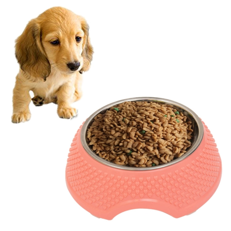 2 in 1 Stainless Steel  Bowls, Anti-slippery Mat Heart Shape Pattern Detachable Pets Bowls(Pink)