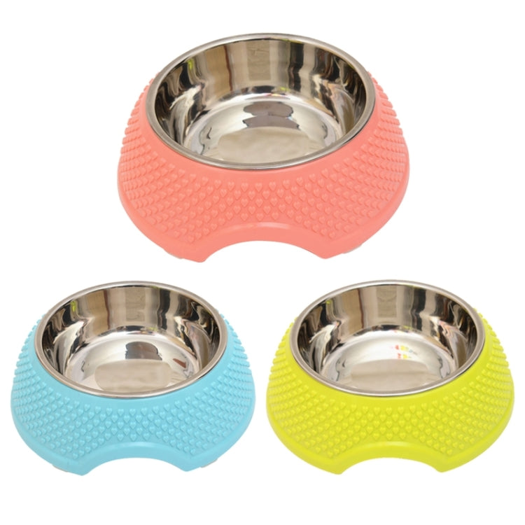 2 in 1 Stainless Steel  Bowls, Anti-slippery Mat Heart Shape Pattern Detachable Pets Bowls(Pink)