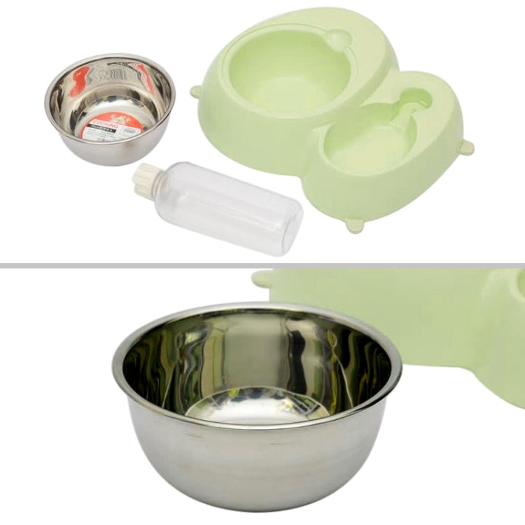 2 in 1 Stainless Steel  Bowls, Anti-slippery Mat Detachable Pets Bowls(Green)