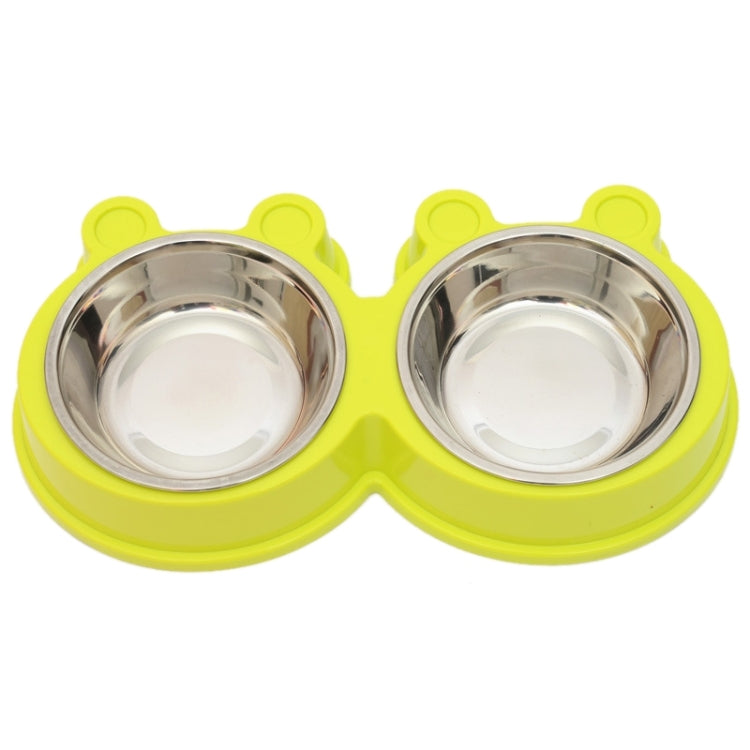 2 in 1 Stainless Steel  Bowls, Anti-slippery Mat Cartoon Shape Detachable Pets Bowls, Random Color Delivery