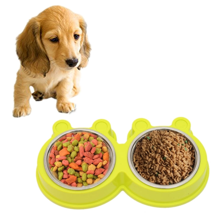 2 in 1 Stainless Steel  Bowls, Anti-slippery Mat Cartoon Shape Detachable Pets Bowls, Random Color Delivery