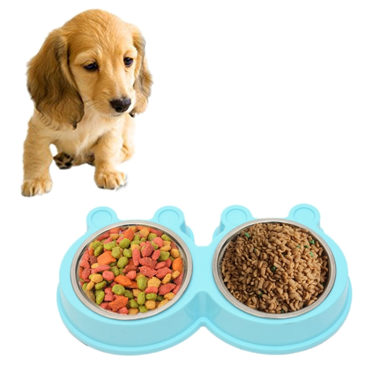 2 in 1 Stainless Steel  Bowls, Anti-slippery Mat Cartoon Shape Detachable Pets Bowls, Random Color Delivery