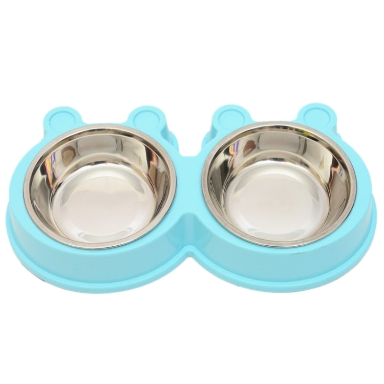 2 in 1 Stainless Steel  Bowls, Anti-slippery Mat Cartoon Shape Detachable Pets Bowls, Random Color Delivery