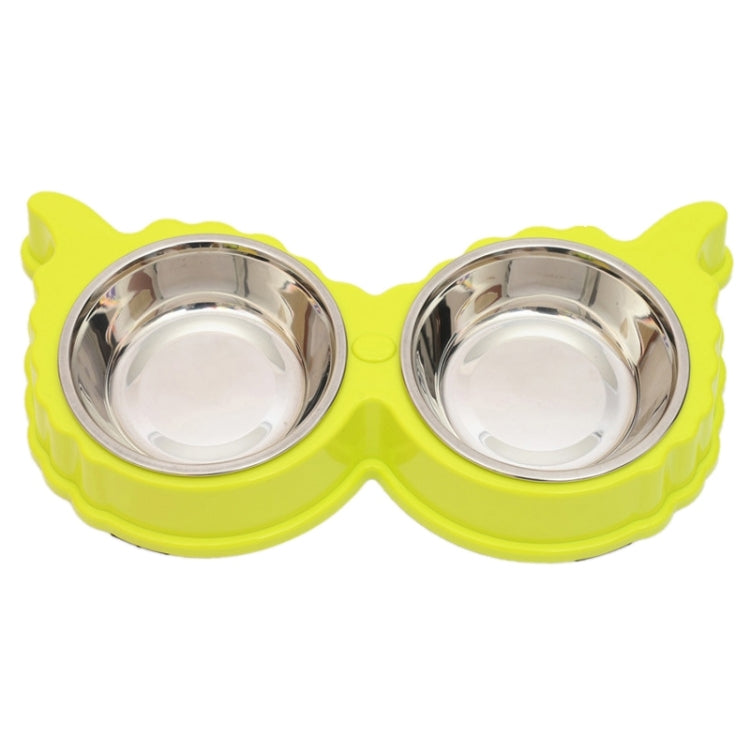 2 in 1 Stainless Steel  Bowls, Anti-slippery Mat Eagle Eyes Shape Detachable Pets Bowls(Light Green)