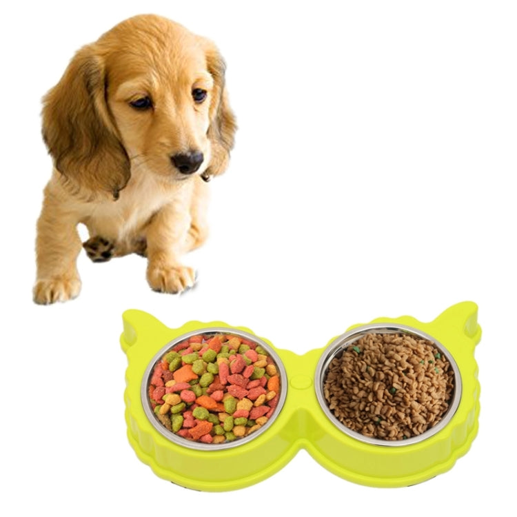2 in 1 Stainless Steel  Bowls, Anti-slippery Mat Eagle Eyes Shape Detachable Pets Bowls(Light Green)
