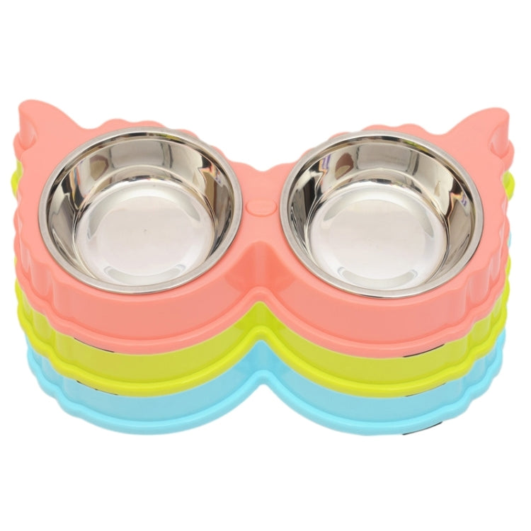 2 in 1 Stainless Steel  Bowls, Anti-slippery Mat Eagle Eyes Shape Detachable Pets Bowls(Light Green)