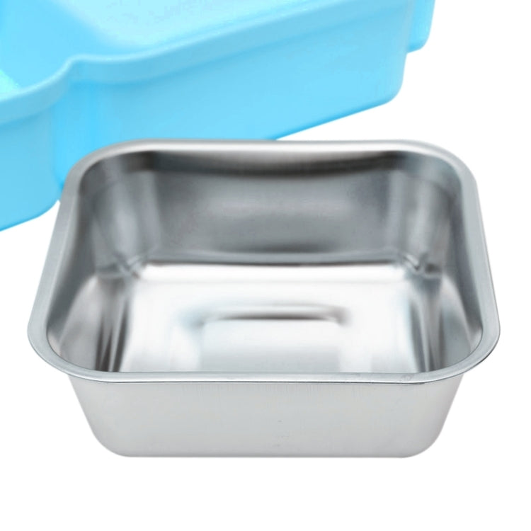 2 in 1 Stainless Steel  Bowls, Anti-slippery Mat Candy Square Shape bowl, Detachable Pets Bowls(Blue)