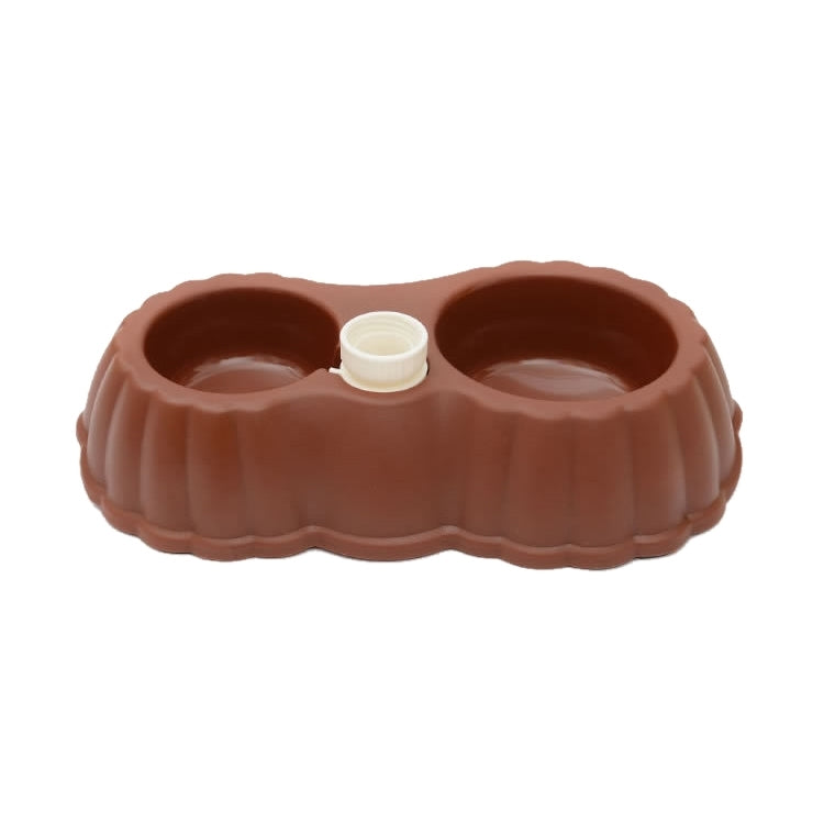 Pumpkin Shape Dog Cat Food Dish + Drinking Water Double Bowls with Automatic Water Dispenser, Size: S