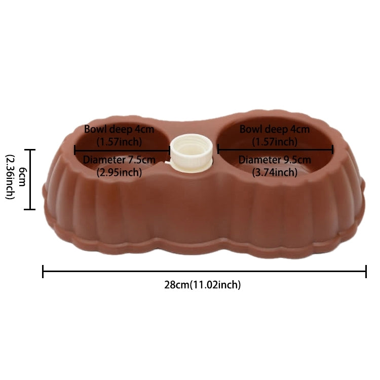 Pumpkin Shape Dog Cat Food Dish + Drinking Water Double Bowls with Automatic Water Dispenser, Size: S