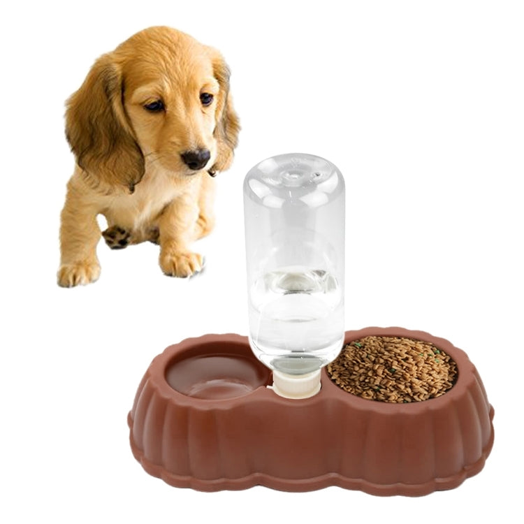 Pumpkin Shape Dog Cat Food Dish + Drinking Water Double Bowls with Automatic Water Dispenser, Size: S