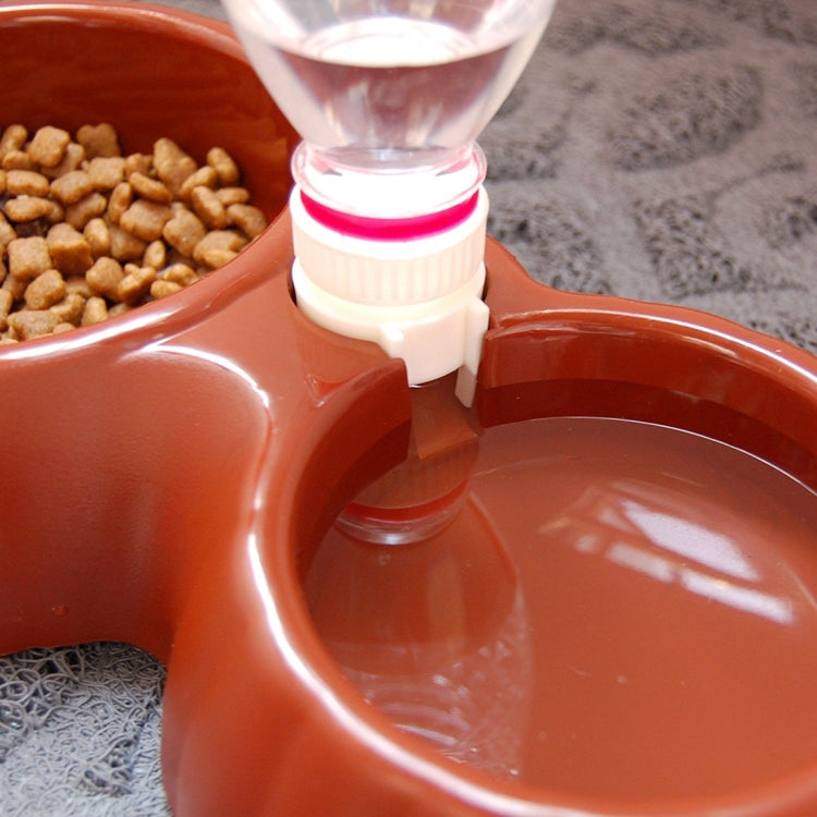 Pumpkin Shape Dog Cat Food Dish + Drinking Water Double Bowls with Automatic Water Dispenser, Size: S
