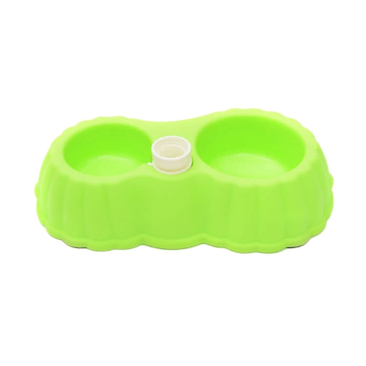 Pumpkin Shape Dog Cat Food Dish + Drinking Water Double Bowls with Automatic Water Dispenser, Size: S