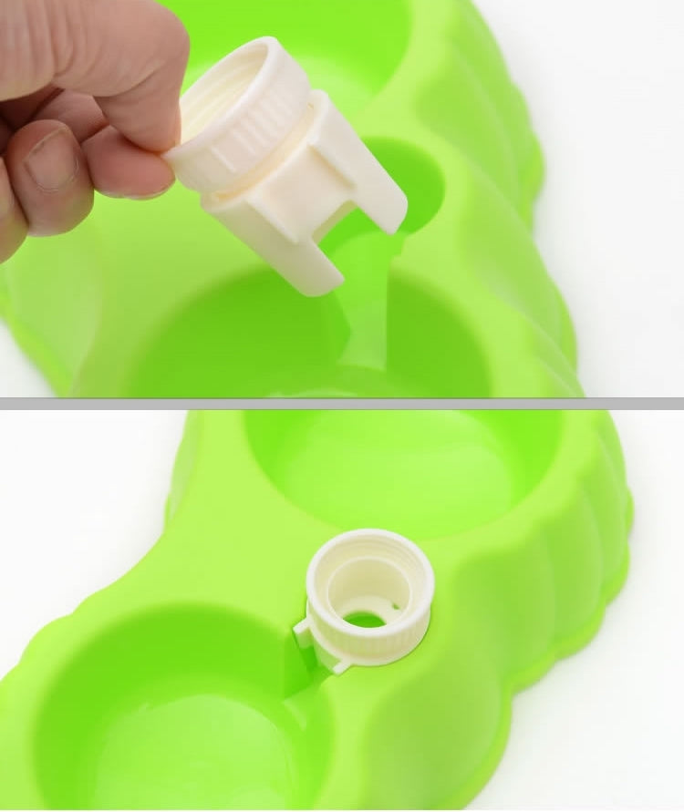 Pumpkin Shape Dog Cat Food Dish + Drinking Water Double Bowls with Automatic Water Dispenser, Size: S