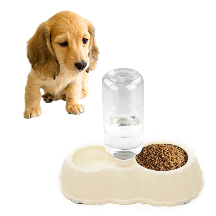 Pumpkin Shape Dog Cat Food Dish + Drinking Water Double Bowls with Automatic Water Dispenser, Size: S