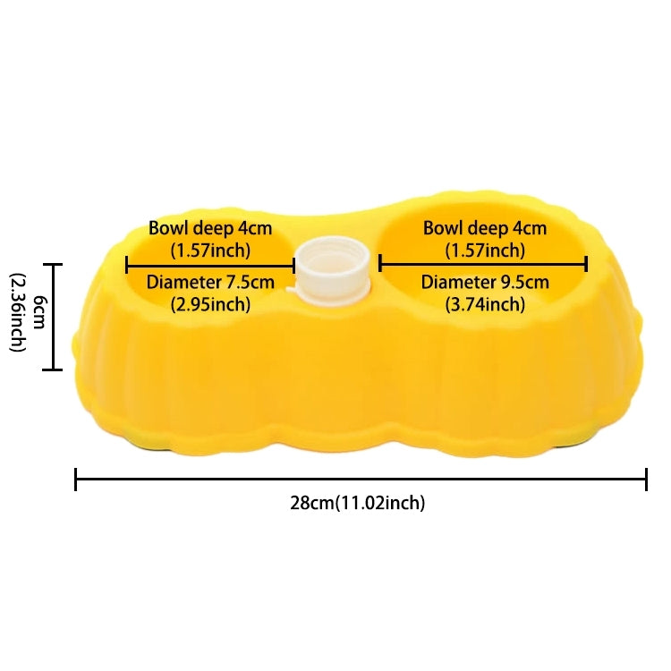Pumpkin Shape Dog Cat Food Dish + Drinking Water Double Bowls with Automatic Water Dispenser, Size: S