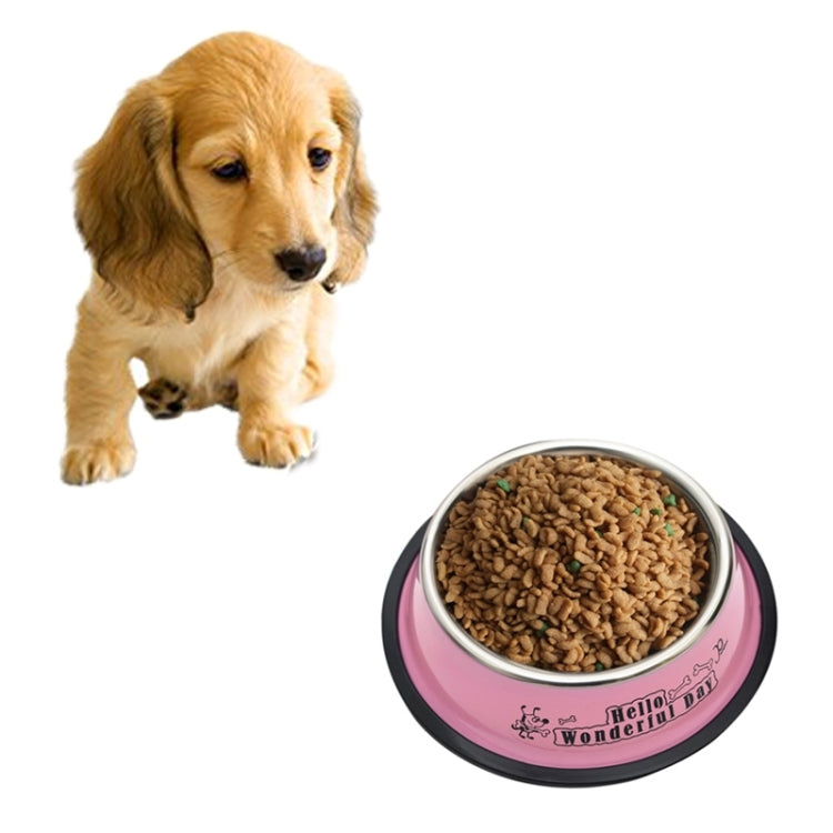 Stainless Steel Bowls, Anti-slip Colorful Paint Printed Pets Bowls, Bowl Diameter: 11 cm, Bowl Bottom Diameter: 15.1 cm