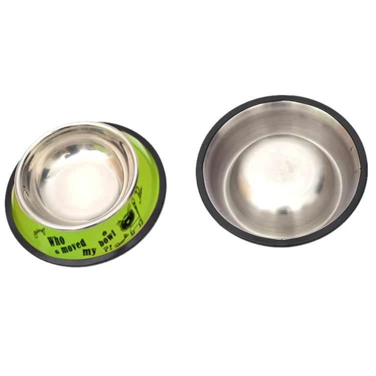 Stainless Steel Bowls, Anti-slip Colorful Paint Printed Pets Bowls, Bowl Diameter: 13 cm, Bowl Bottom Diameter: 17.7 cm