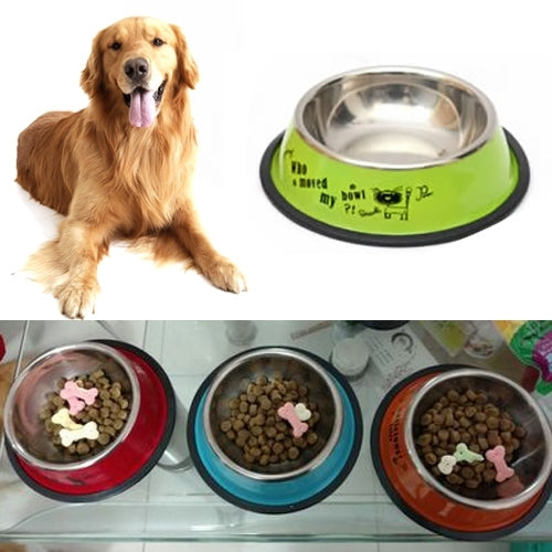 Stainless Steel Bowls, Anti-slip Colorful Paint Printed Pets Bowls, Bowl Diameter: 16 cm, Bowl Bottom Diameter: 21.3 cm