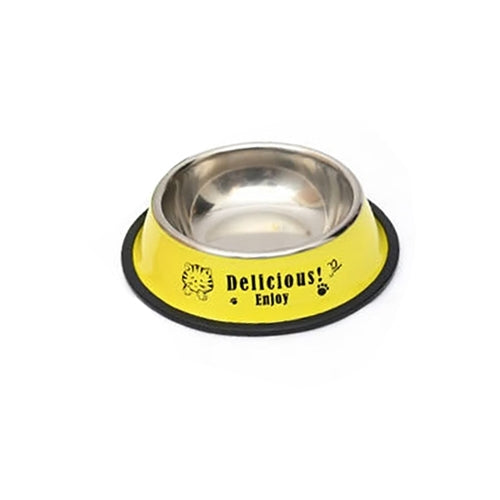 Stainless Steel Bowls, Anti-slip Colorful Paint Printed Pets Bowls, Bowl Diameter: 16 cm, Bowl Bottom Diameter: 21.3 cm