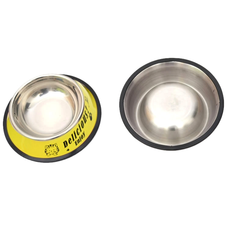Stainless Steel Bowls, Anti-slip Colorful Paint Printed Pets Bowls, Bowl Diameter: 16 cm, Bowl Bottom Diameter: 21.3 cm