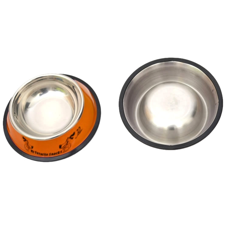 Stainless Steel Bowls, Anti-slip Colorful Paint Printed Pets Bowls, Bowl Diameter: 19.5 cm, Bowl Bottom Diameter: 22.5 cm
