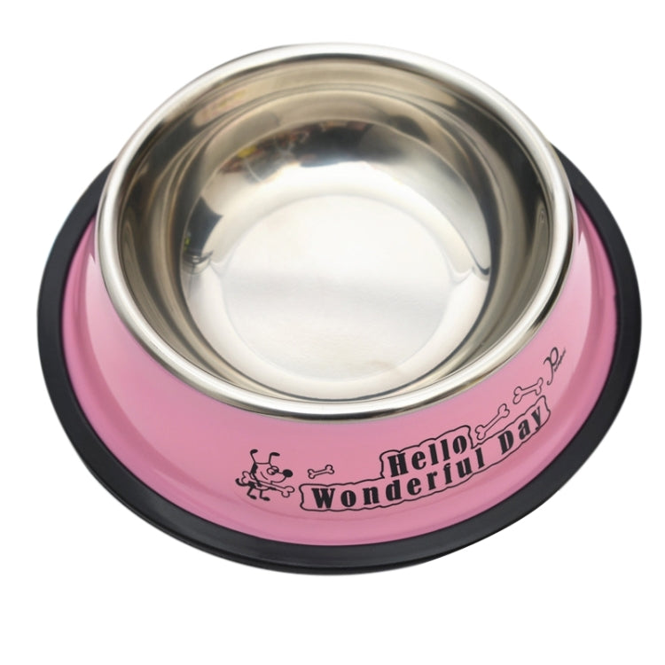 Stainless Steel Bowls, Anti-slip Colorful Paint Printed Pets Bowls, Bowl Diameter: 22.5 cm, Bowl Bottom Diameter: 29.5 cm