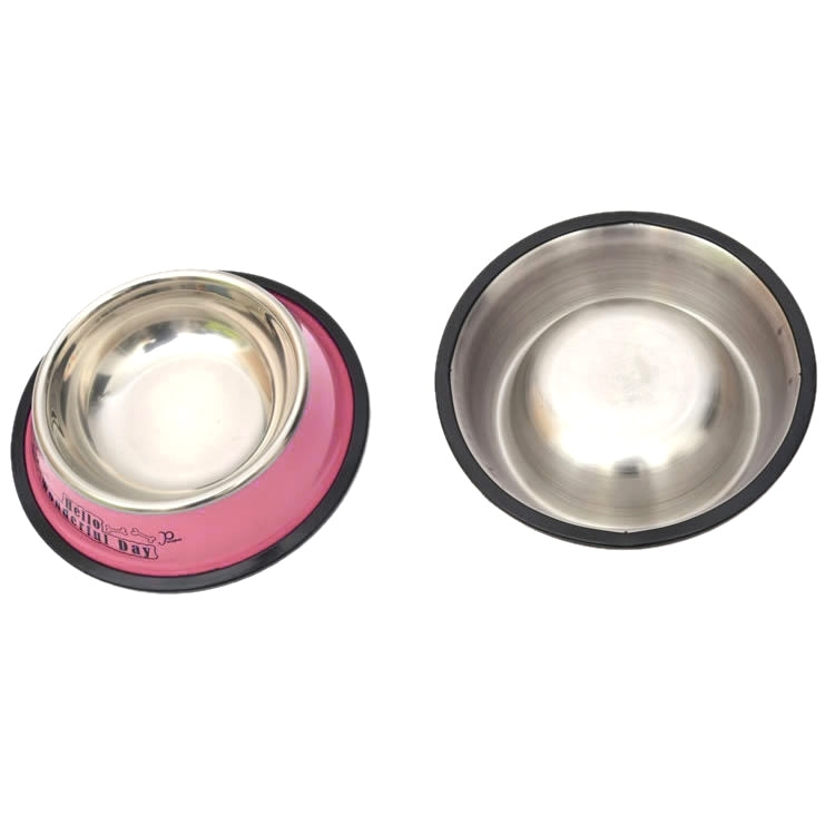 Stainless Steel Bowls, Anti-slip Colorful Paint Printed Pets Bowls, Bowl Diameter: 22.5 cm, Bowl Bottom Diameter: 29.5 cm