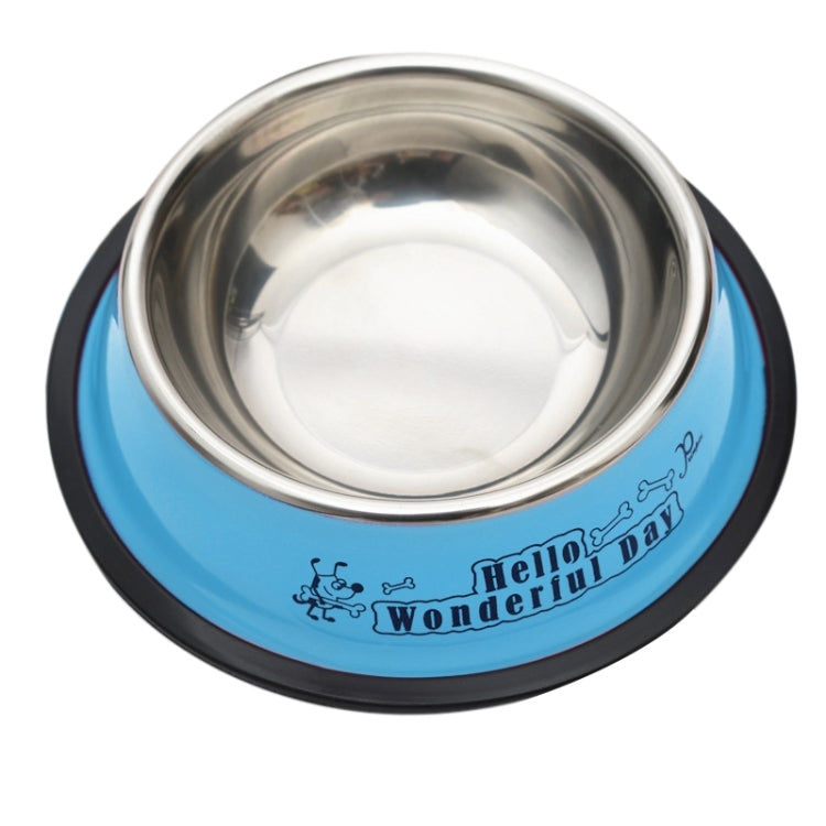 Stainless Steel Bowls, Anti-slip Colorful Paint Printed Pets Bowls, Bowl Diameter: 22.5 cm, Bowl Bottom Diameter: 29.5 cm
