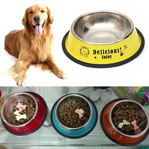 Stainless Steel Bowls, Anti-slip Colorful Paint Printed Pets Bowls, Bowl Diameter: 22.5 cm, Bowl Bottom Diameter: 29.5 cm