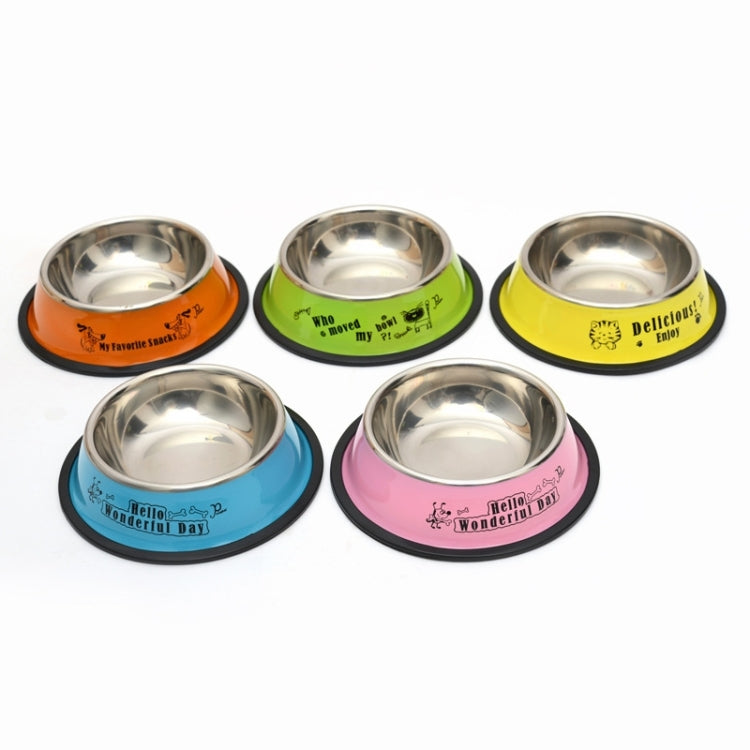 Stainless Steel Bowls, Anti-slip Colorful Paint Printed Pets Bowls, Bowl Diameter: 22.5 cm, Bowl Bottom Diameter: 29.5 cm