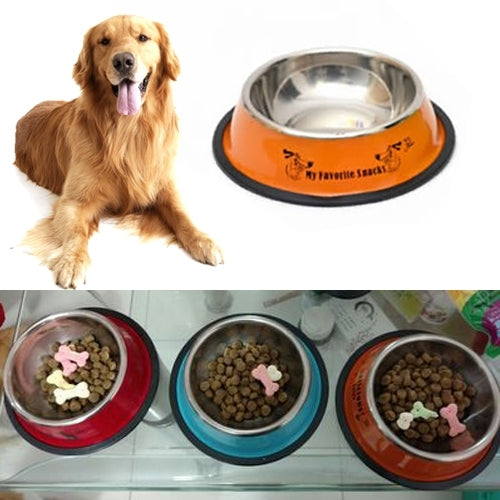 Stainless Steel Bowls, Anti-slip Colorful Paint Printed Pets Bowls, Bowl Diameter: 25.5 cm, Bowl Bottom Diameter: 32.5 cm