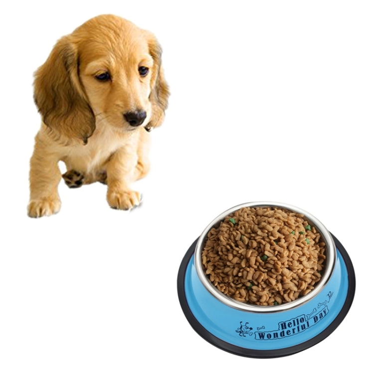 Stainless Steel Bowls, Anti-slip Colorful Paint Printed Pets Bowls, Bowl Diameter: 25.5 cm, Bowl Bottom Diameter: 32.5 cm
