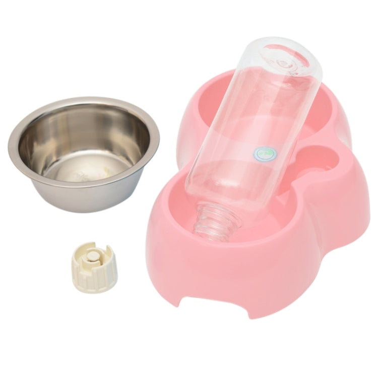 Stainless Steel Bowls, Anti-slip Dog Cat Food Dish + Drinking Water Pets Bowls with Automatic Water Dispenser